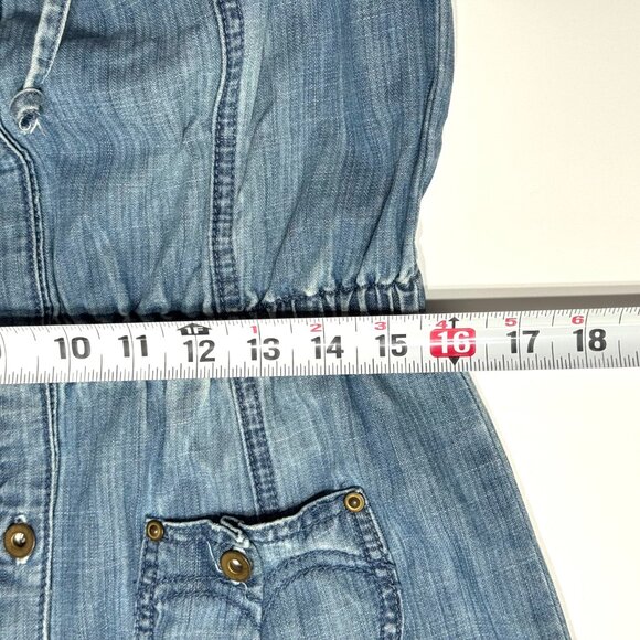 Levis Jeans Y2K Denim Strapless Dress Elastic Waist Western Country Cowgirl - Picture 10 of 11